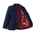 thumbnail image 4 of ETHAN Boys Plaid Navy Suit for Boys 3 Pieces Boys Blazer Formal Suit Set for Wedding Boy Suit 12Y, 4 of 9