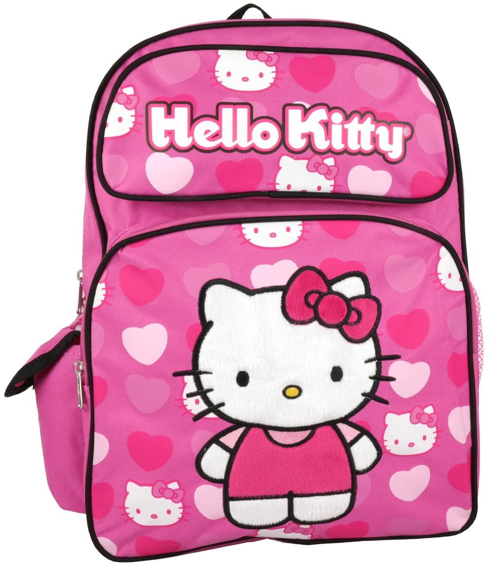 Sanrio Hello Kitty Backpack ~ Pink Hearts 16" Large Girls School ~ NEW Book Bag 
