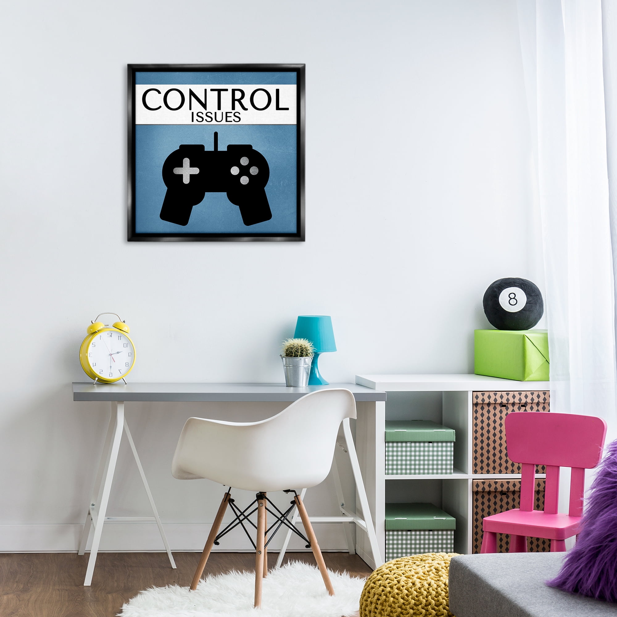 Stupell Industries Control Issues Gamer Entertainment Painting Black Floater Framed Canvas Art Print Wall Art, 25 x 25