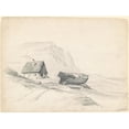 thumbnail image 3 of Seth Wells Cheney 24x19 Black Modern Framed Museum Art Print Titled - House and Boat at the Shore (C. 1835-1840), 3 of 5