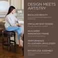 thumbnail image 7 of Maven Lane 26" Pullman Backless Counter Height Stool - Handcrafted Swivel Counter Stool with Dark Walnut Finish and Vintage Brown Vegan Leather - Ideal for Kitchens, Breakfast Bars, and Dining Areas, 7 of 7