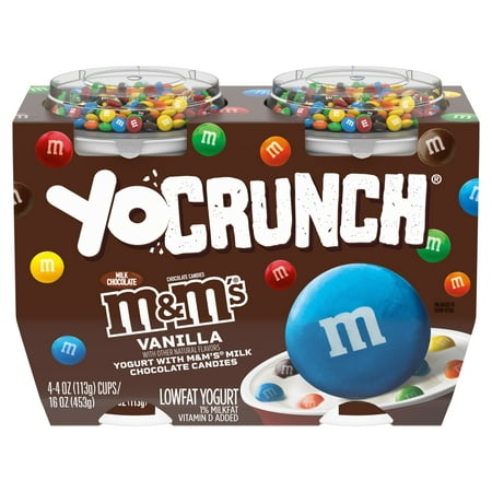 YoCrunch Vanilla Low Fat Yogurt with Mini M&Ms(R), 4 oz Yogurt Cups, 4 Count