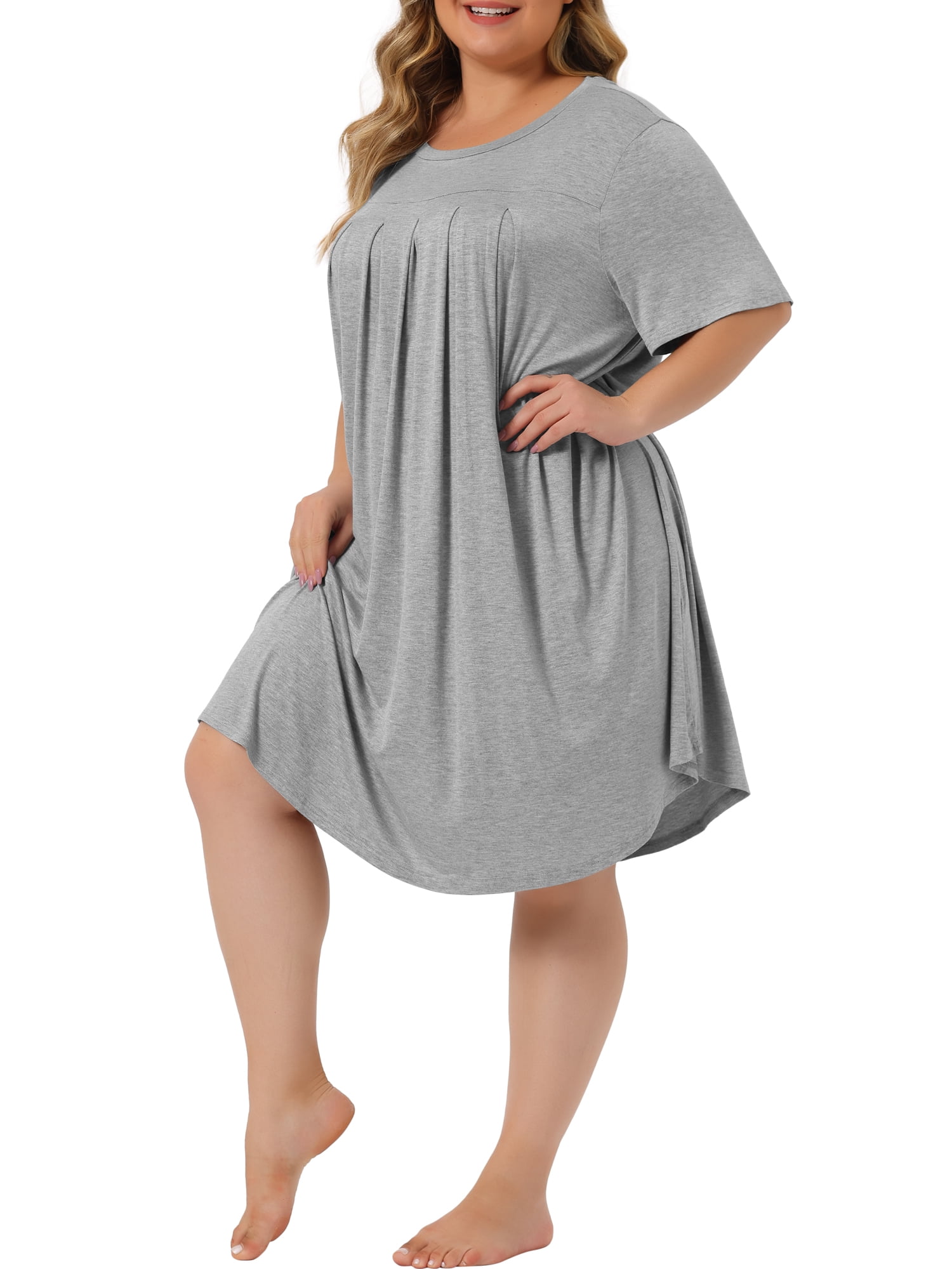 Unique Bargains Women's Plus Size Nightgown Sleepwear Sleep Dress Nightwear Loungewear