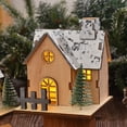 thumbnail image 5 of IFRINID Wooden Christmas House Light, Warm LED Snowy Village Tabletop Decoration with Mini Tree and Fence for Holiday Home Decor, 5 of 7