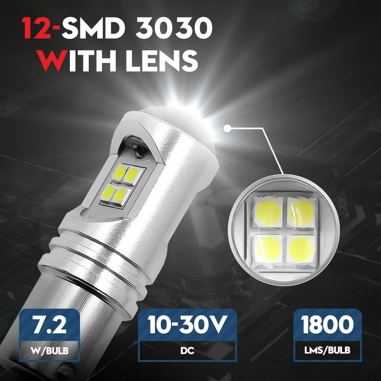 2 x LED Bulbs P21W BA15S 1156 Canbus LED 54-SMD 4014 1100 Lumen Xenon White  6000K Auto LED Bulbs for Taillight Reversing Lights Turn Signal Brake Light  Bulbs 