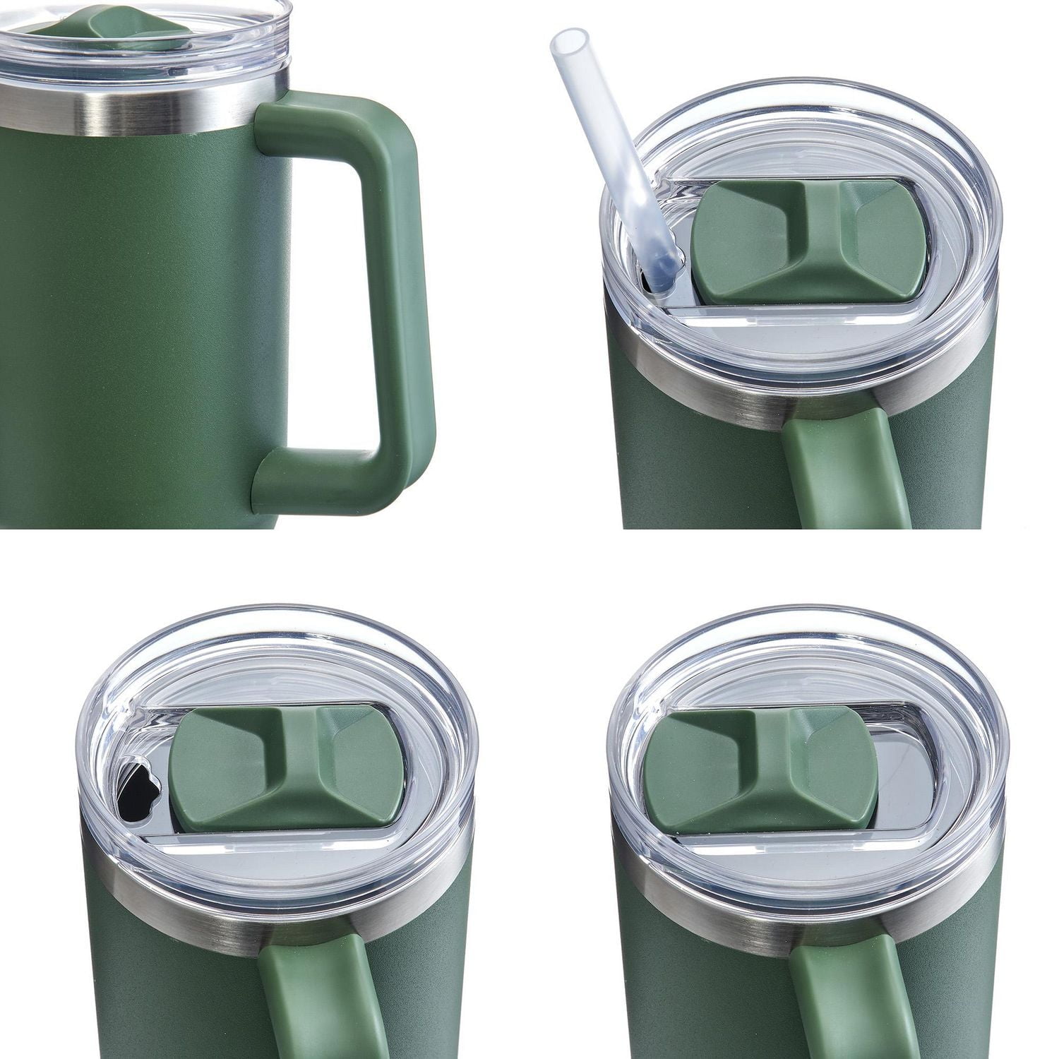 Ozark Trail 40 OZ Stainless Steel Tumbler with handle, Straw, Double-walled