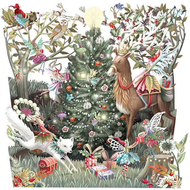 Notes Queries Forest Fairies Deer Fox And Trees 3d Zig Zag Fold Out Laser Cut Christmas Card Walmart Com Walmart Com