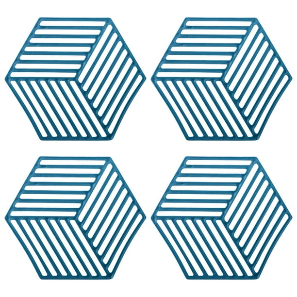 4 almohadillas hexagonales para mesa de comedor nórdica, rombos, azul Ormromra CPB-DE-WX133-3