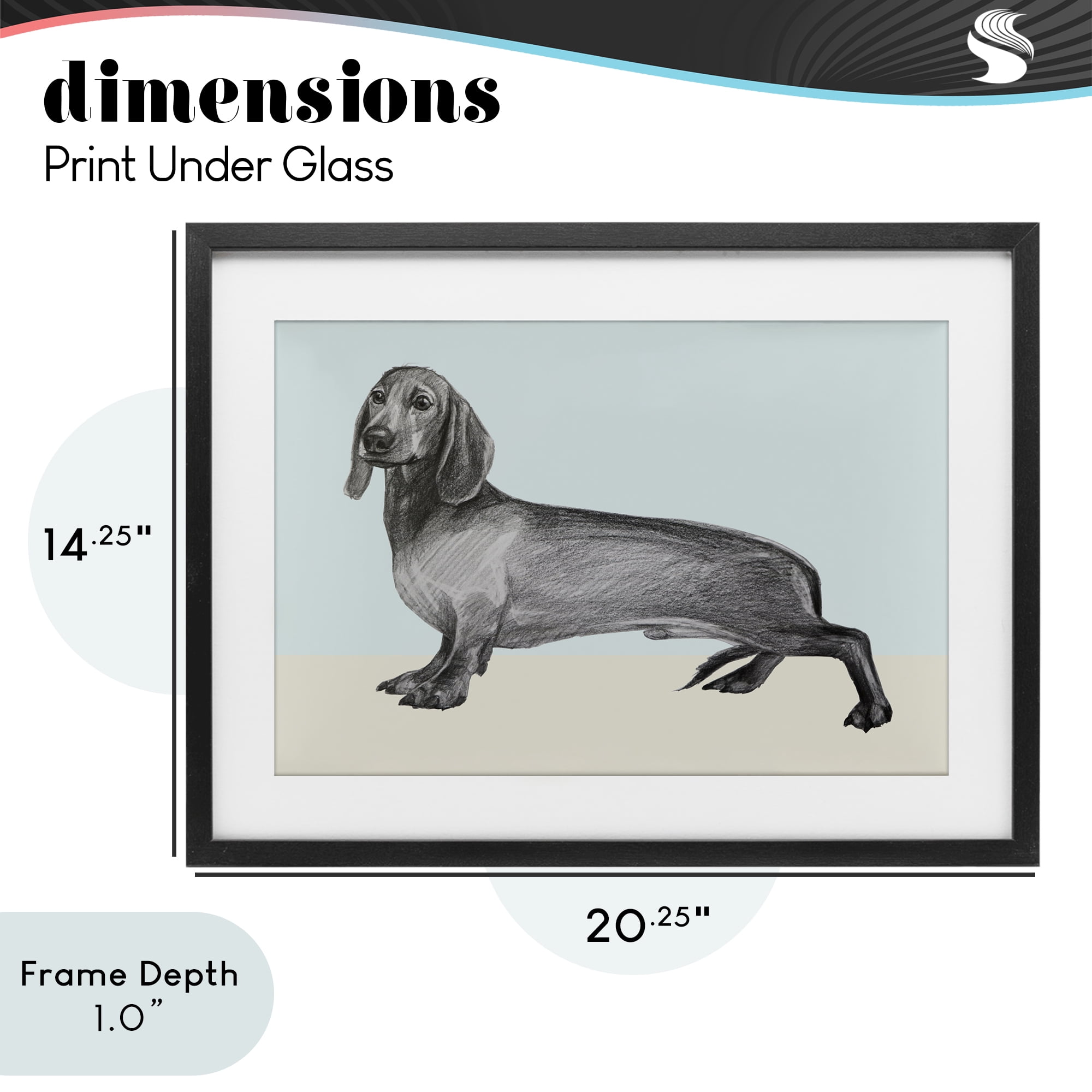 Stupell Industries Sketched Dachshund on Blue Black Framed Print Under Glass, design by Violeta Vollmer
