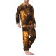 thumbnail image 2 of Balery Cute Cow Sunflower Field Pijama para Hombre de Dos Piezas con Manga Larga, Conjunto de Dormir y Descanso Suave con Bolsillos-Medium, 2 of 7
