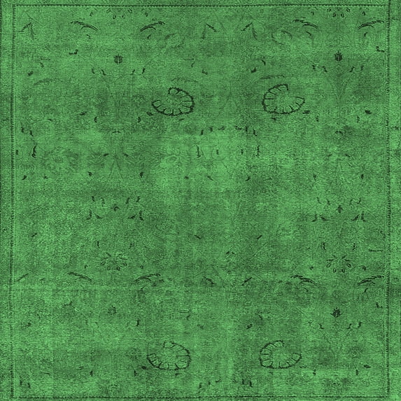 Ahgly Company Indoor Square Oriental Emerald Green Industrial Area Rugs, 3' Square
