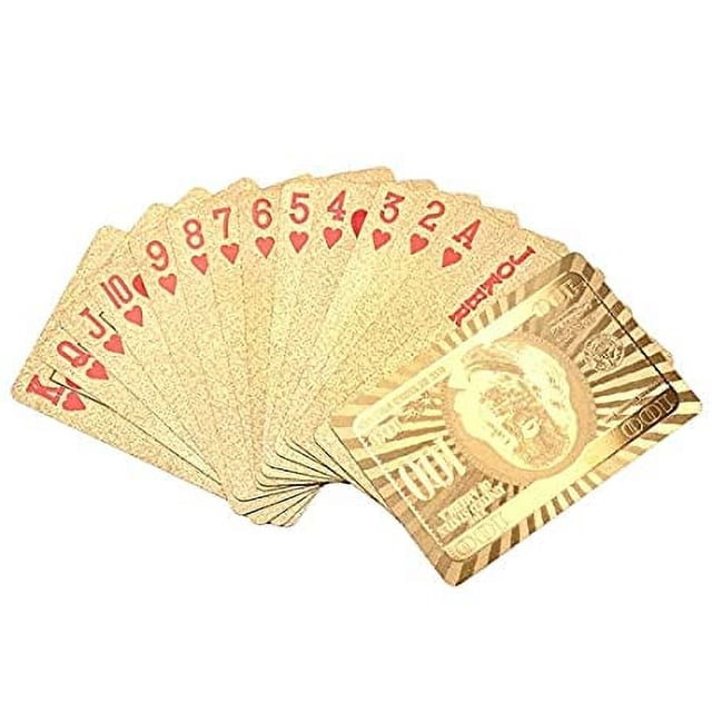 Golden Playing Cards For Adults - High-Grade & Long-Lasting Poker Cards | Poker Cards, Waterproof Playing Cards Pvc Premium Plastic Golden 2 Deck Of 54 Cards In Each Deck | Use For Party & Game