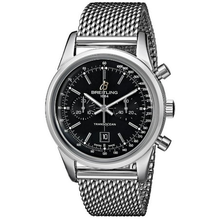 Breitling Water Resistant Bracelet Breitling Men's 38mm Steel Bracelet & Case Automatic Black Dial Chronograph Watch A4131012-BC06 ()