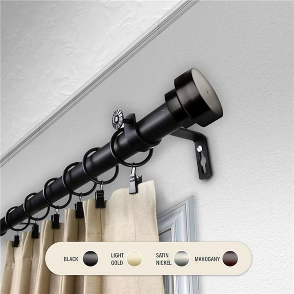 Central Design 100-37-1602 1 in. Cover Curtain Rod with 160 to 240 in. Extension, Black