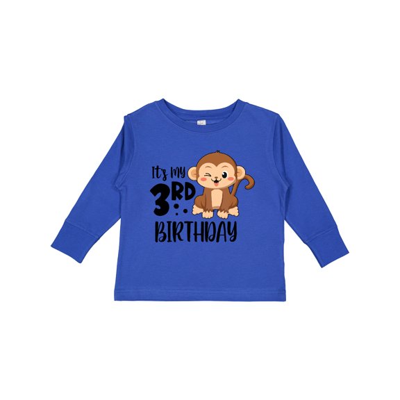 Inktastic Monkey Its My 3rd Birthday Boys or Girls Long Sleeve Toddler T-Shirt