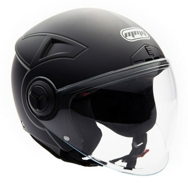 MMG Motorcycle Open Face Helmet DOT Flip-Up Visor Matte Black (Medium) Model 28