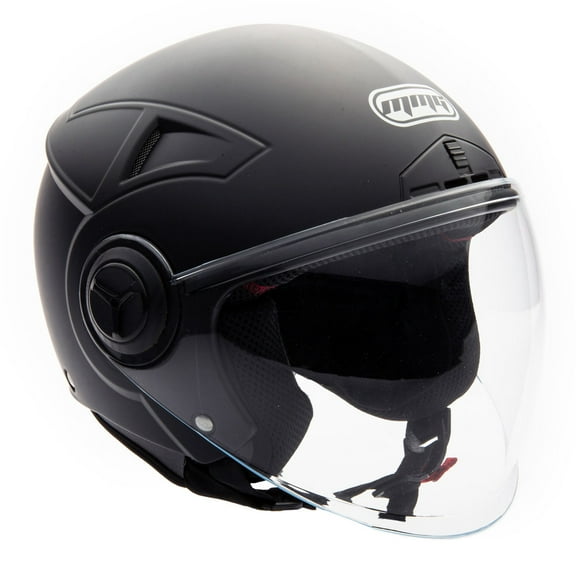 MMG Motorcycle Open Face Helmet DOT Flip-Up Visor Matte Black (X-Large) Model 28