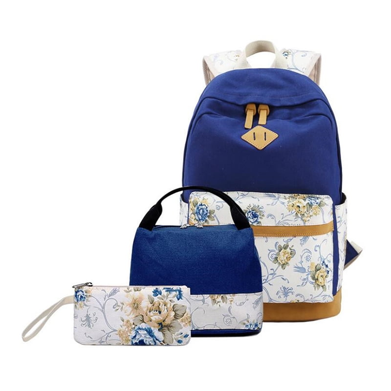 BLUBOON Teens Backpack Set Canvas Girls School Bags Bookbags 3 in 1 