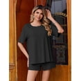 thumbnail image 3 of Carlikeit Casual Women Lounge Set 2026 2 Piece Summer Short Outfit Crewneck Top and Drawstring Shorts Matching Set for Daily Wear Travel, 3 of 7