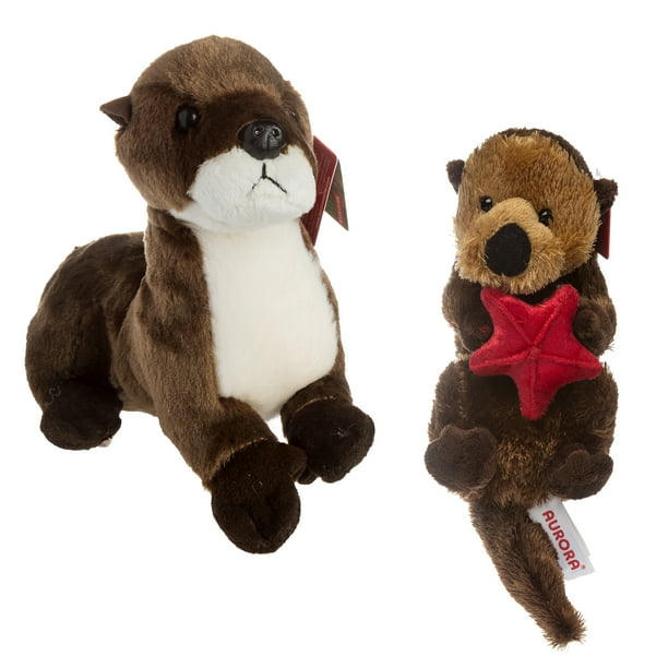 Plush Otto Sea Otter Mini Flopsie Aurora 8"with Aurora Sliddy River ...