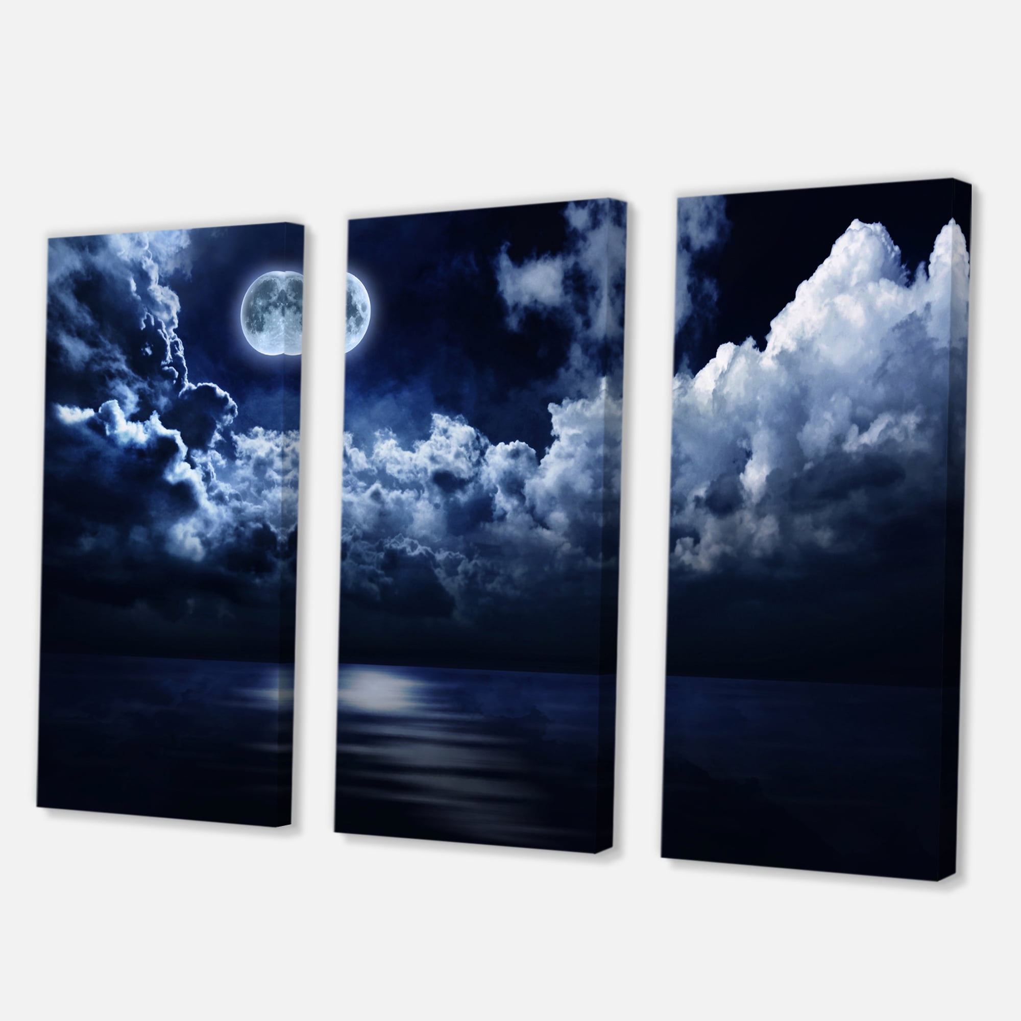 Designart ' Full Moon Night in Cloudy Sky ' Modern Canvas Wall Art Print