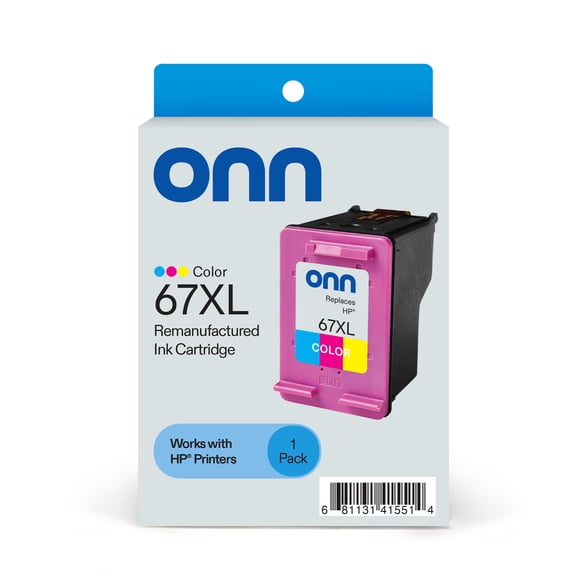 onn. 67XL HP High Yield Remanufactured Ink Cartridge, Tri-Color - Eco-Friendly