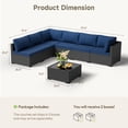 thumbnail image 6 of Patio Furniture Set - All-Weather - 7 Piece Patio Outdoor Conversation Set, Modular Wicker Rattan Sectional Sofa for Backyard, Garden, Poolside, Balcony, Porch, Patio, Black/Navy Blue, 6 of 7