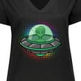 thumbnail image 4 of Inktastic Spaceship Funny Alien Outer Space Women's Plus Size V-Neck T-Shirt, 4 of 5