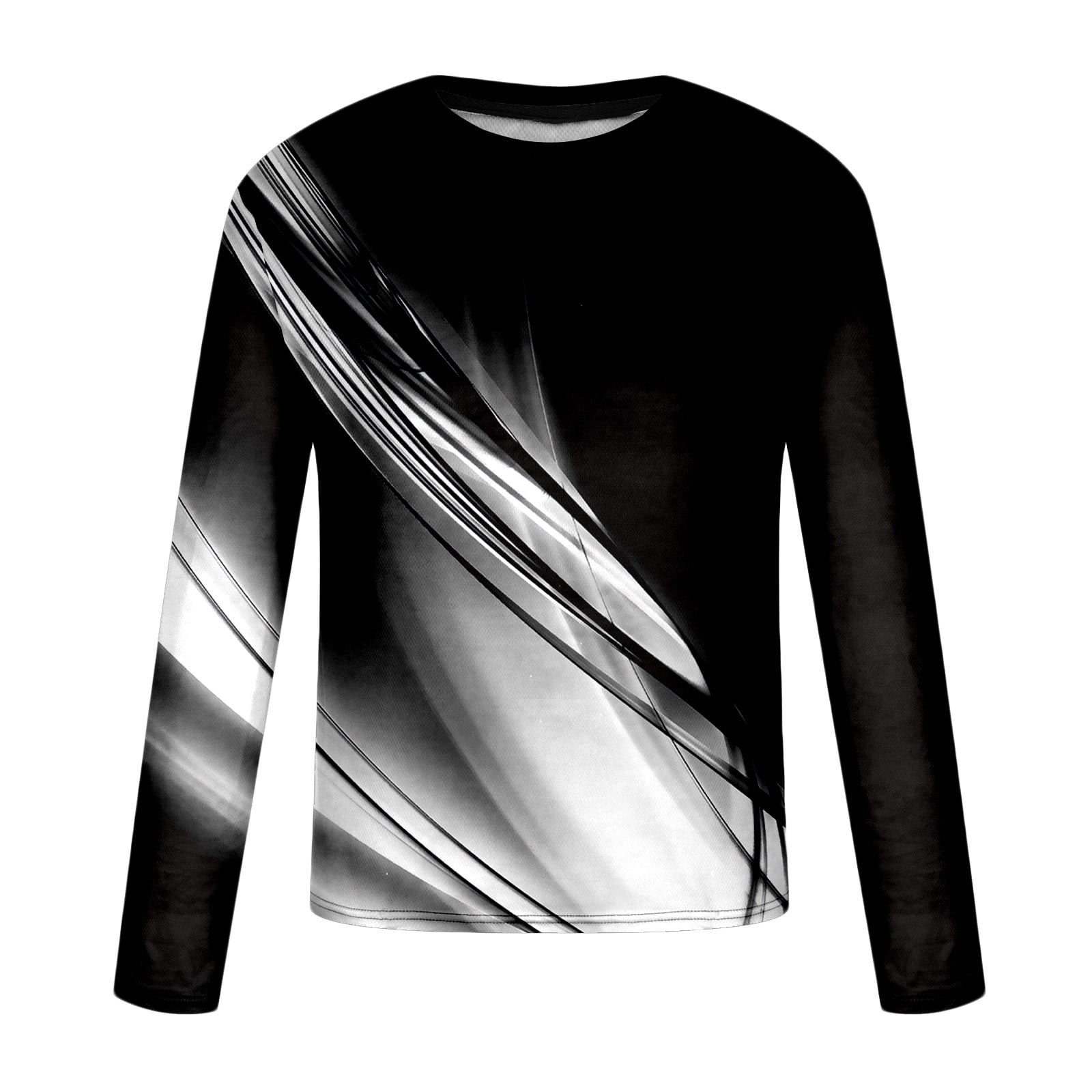 Long Sleeve T Shirts for Men 3D Digital Printing Geometric Pattern 