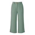 thumbnail image 4 of felwors Capri Women Wide Leg Trendy High Waisted Baggy Straight Casual Summer Stretch Denim Capris Pants Mint Green for Size L, 4 of 5