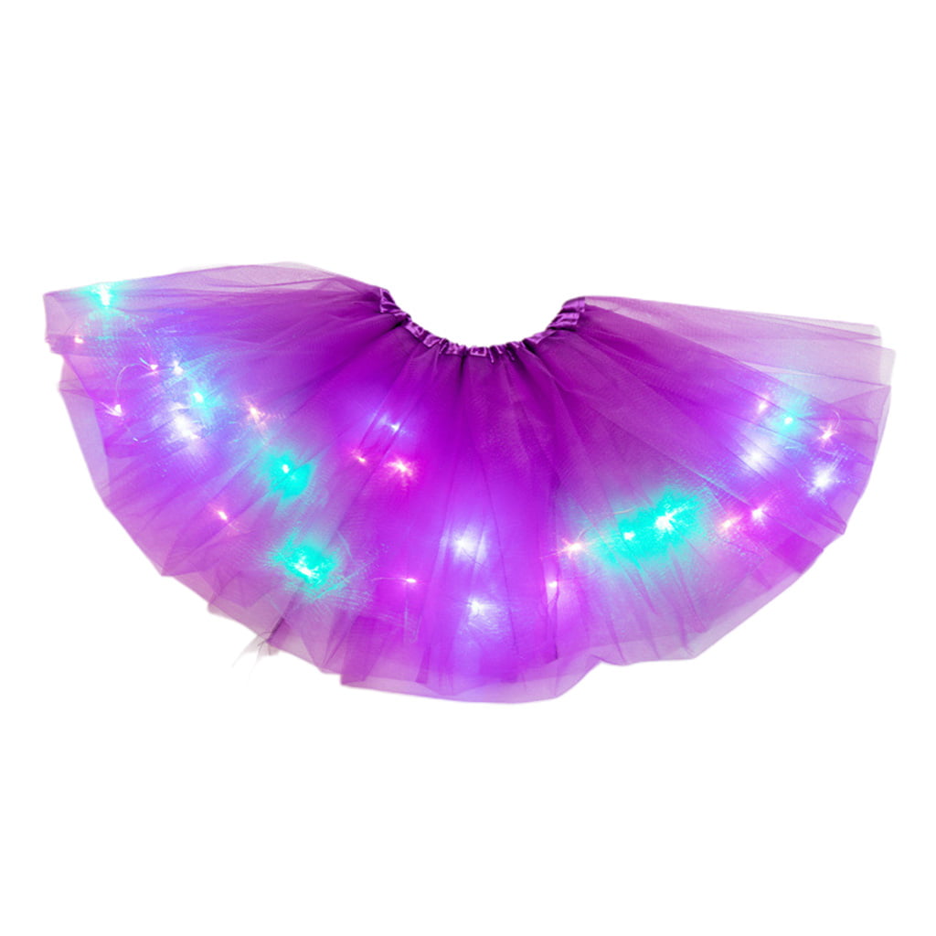Optional Color Storage Bag Tutu Skirt for Girls LED Light Up Tulle Skirt Colorful Luminous Party Dance Dress-up 
