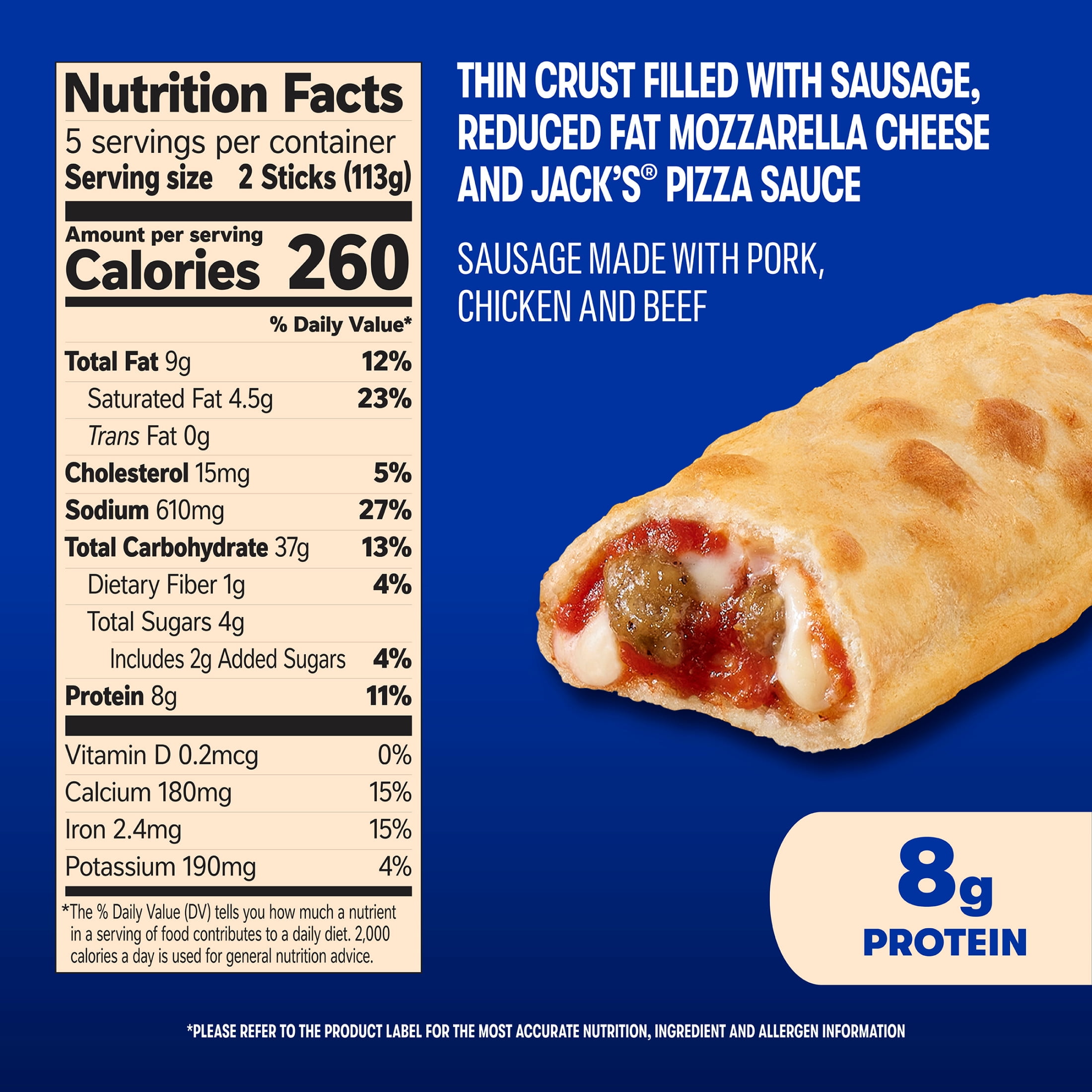 Jack's Sausage Pizza Stick Snacks, 20 oz (Frozen)