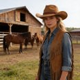 thumbnail image 2 of OJSFQUFP Cowboy Hat for Women and Men with Shapeable Wide Brim Cattleman Western Hats for Cowboys And, 2 of 4