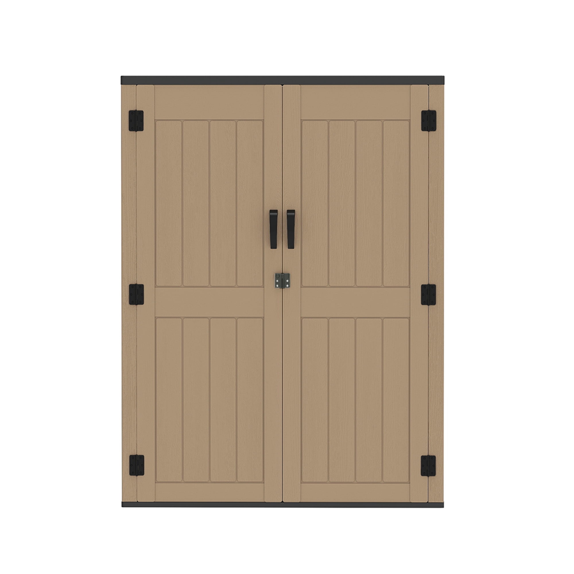 Uforic 59 Cu. Ft. Vertical Outdoor Storage Shed, Weatherproof Resin Cabinet with Double-Wall Panels & Floor, Lockable, Brown (Shelves Not Included)