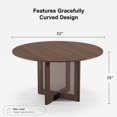 thumbnail image 6 of MAYEERTY Wood Round Dining Table, Farmhouse Dining Table with Rattan Legs, 52"x52"x30", Walnut, 6 of 8
