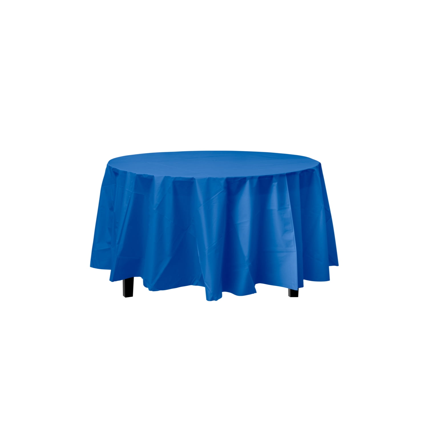 Bulk Premium Plastic Disposable 84 inch Round Tablecloth, Blue Round