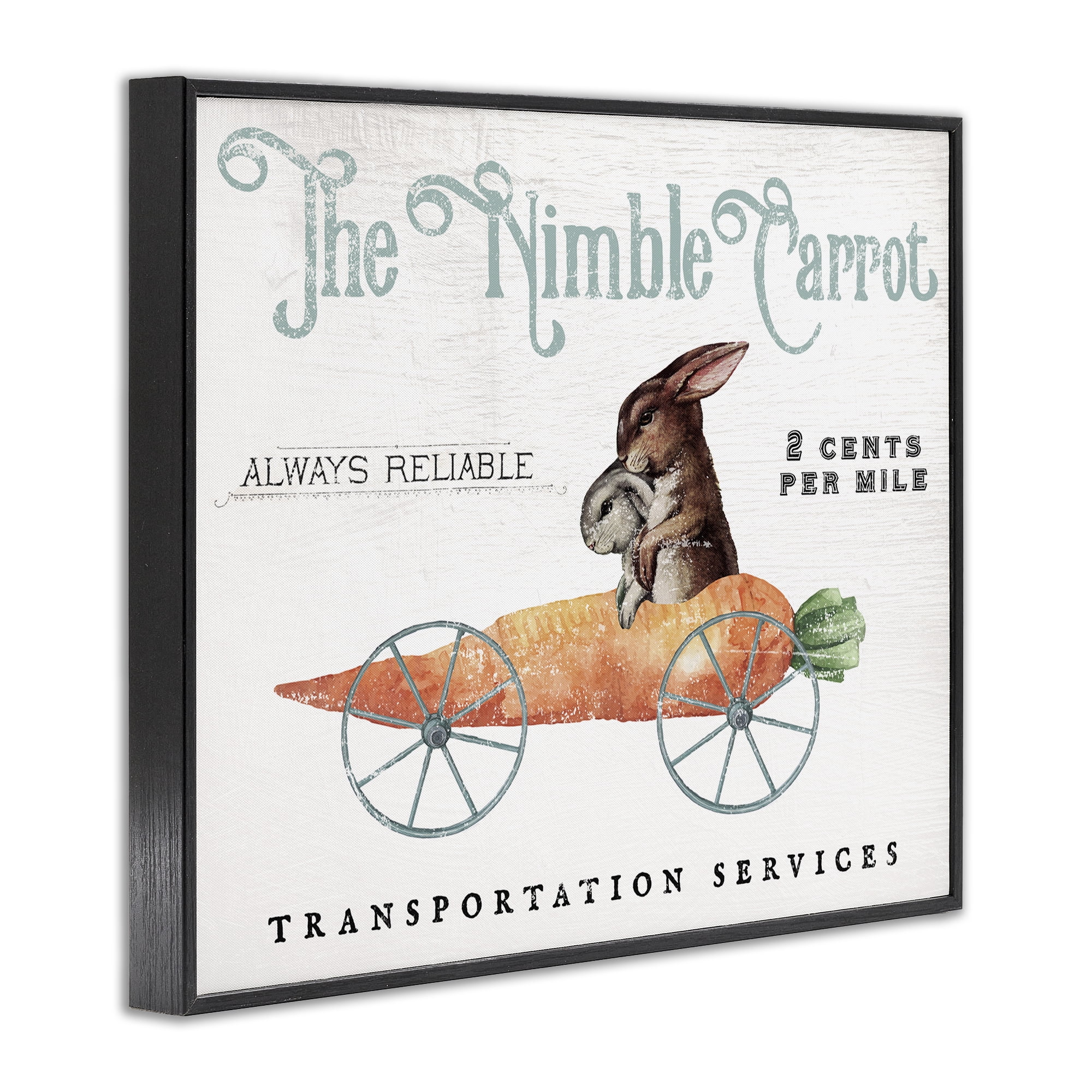 Vintage Easter Bunny The Nimble Carrot Transportation Advertisement, Easter Bunny Vintage Nimble Carrot Mobile Spring Rabbit Black Framed Giclee Art, 14 x 11, By Daphne Polselli