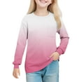 thumbnail image 2 of YUNAFFT Girls Gradient Long Sleeve Shirts Stretchy Soft Round-Neck Blouses for 4-14Y, 2 of 8