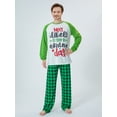 thumbnail image 5 of Michellecmm Christmas Family Pajamas Matching Set Letter Print Long Sleeve Tops and Green Plaid Pants Sleepwear, 5 of 10