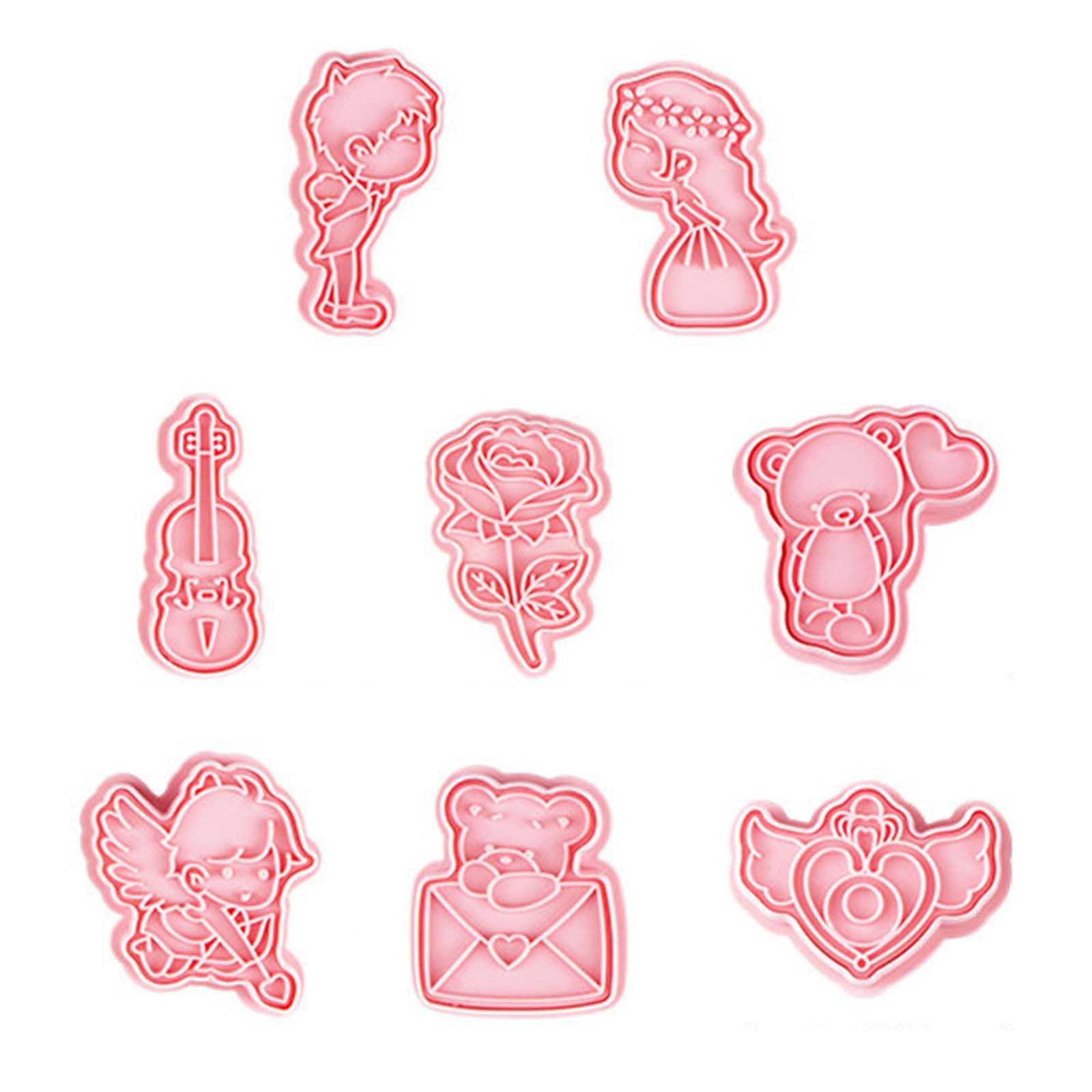 GHOONEY 3D Cartoon Cookie Cutters Set Valentines Day Biscuit Mold DIY  Fondant Decorating 