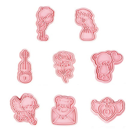 

Partygee 3D Cartoon Cookie Cutters Set Valentines Day Biscuit Mold DIY Fondant Decorating for Birthday Wedding Party