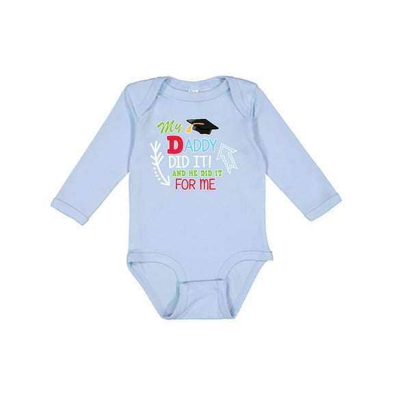 Inktastic My Daddy Did It and He Did It for Me with Graduation Cap Boys Long Sleeve Baby Bodysuit