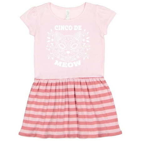 

Inktastic Cinco De Meow with Cat Sugar Skull and Flowers Gift Toddler Girl Dress