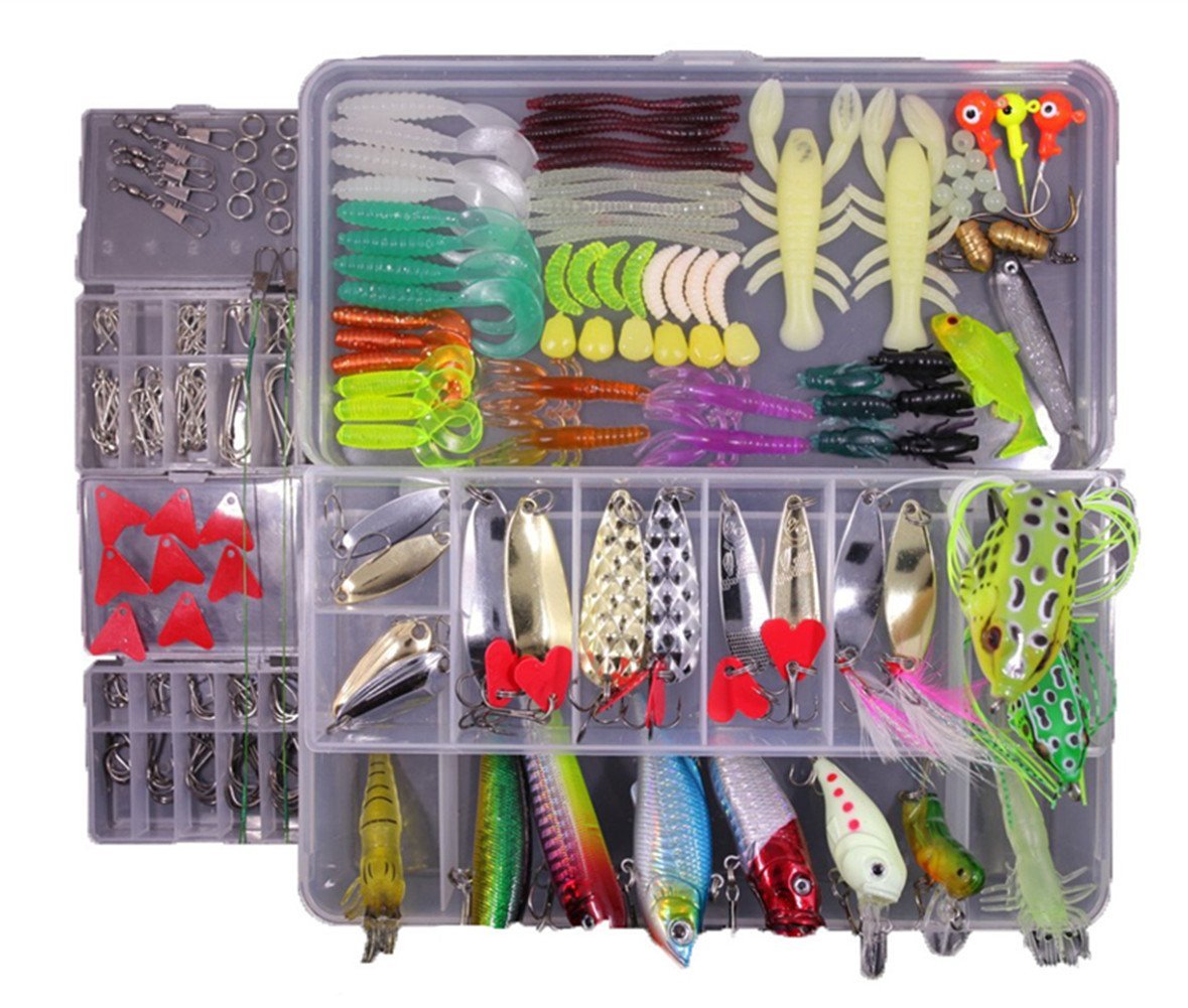 234/PCS Fishing Lures Mixed Lots Tackle Box: Assortment of Hard Lures, Minnow, Popper, Crankbaits, VIB, Topwater, Diving, Floating, Soft Plastics, Worms, Spoons, Saltwater, and Freshwater Lures  thebookongonefishing
