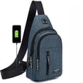 thumbnail image 2 of Stylago Canvas Crossbody Bags for Women Fashion Sling Backpack Mens Casual Zipper Chest Bag with Adjustable Shoulder Strap Blue, 2 of 4