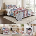thumbnail image 6 of Quilts Twin XL Size Bedding Set, 4th of July Lightweight Quilted Comforter, Independence Day American Flag Flower Wood Grain Soft Bedspread Coverlet with Pillow Covers for All Season, 68" x 98", 6 of 9