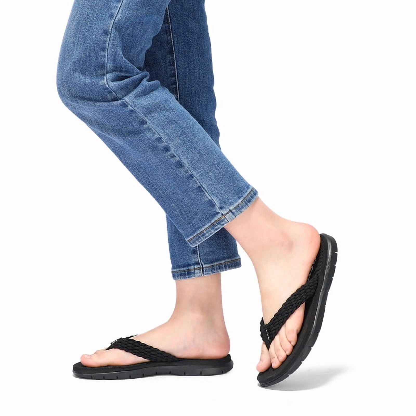Flip Flops for Women Quick Dry Yoga Mat Beach Sandals Comfortable for Summer All Black Size 8
