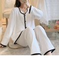 thumbnail image 1 of Pijamas de franela de otoño e invierno para mujer, manga larga, grueso, cálido, polar coral, conjunto de ropa para el hogar con forma de oso de galleta, 1 of 4