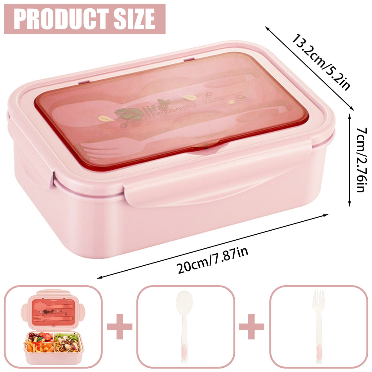 Eguiwyn Lunch Bag Women Picnic Bento 3-Compartment Meal Storage Lunch Box with Cutlery for Kids Adult Backpack and Lunch Bag Set for Girls Green One