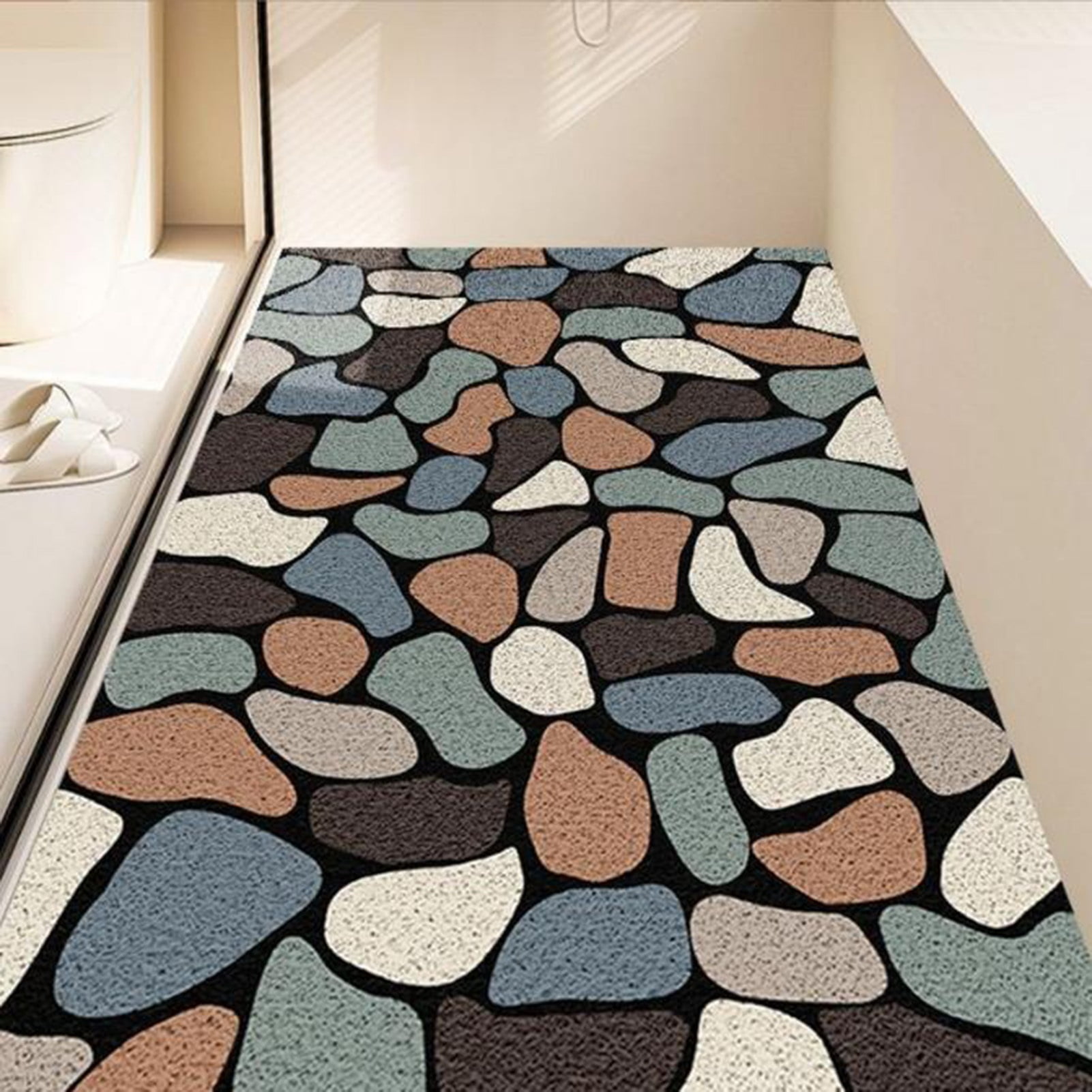 Non Slip Shower Mat,Loofah Shower Mat Bath Mat with Drain Holes,PVC Hollow Bathroom Floor Mat,Quick Drying for Inside Shower